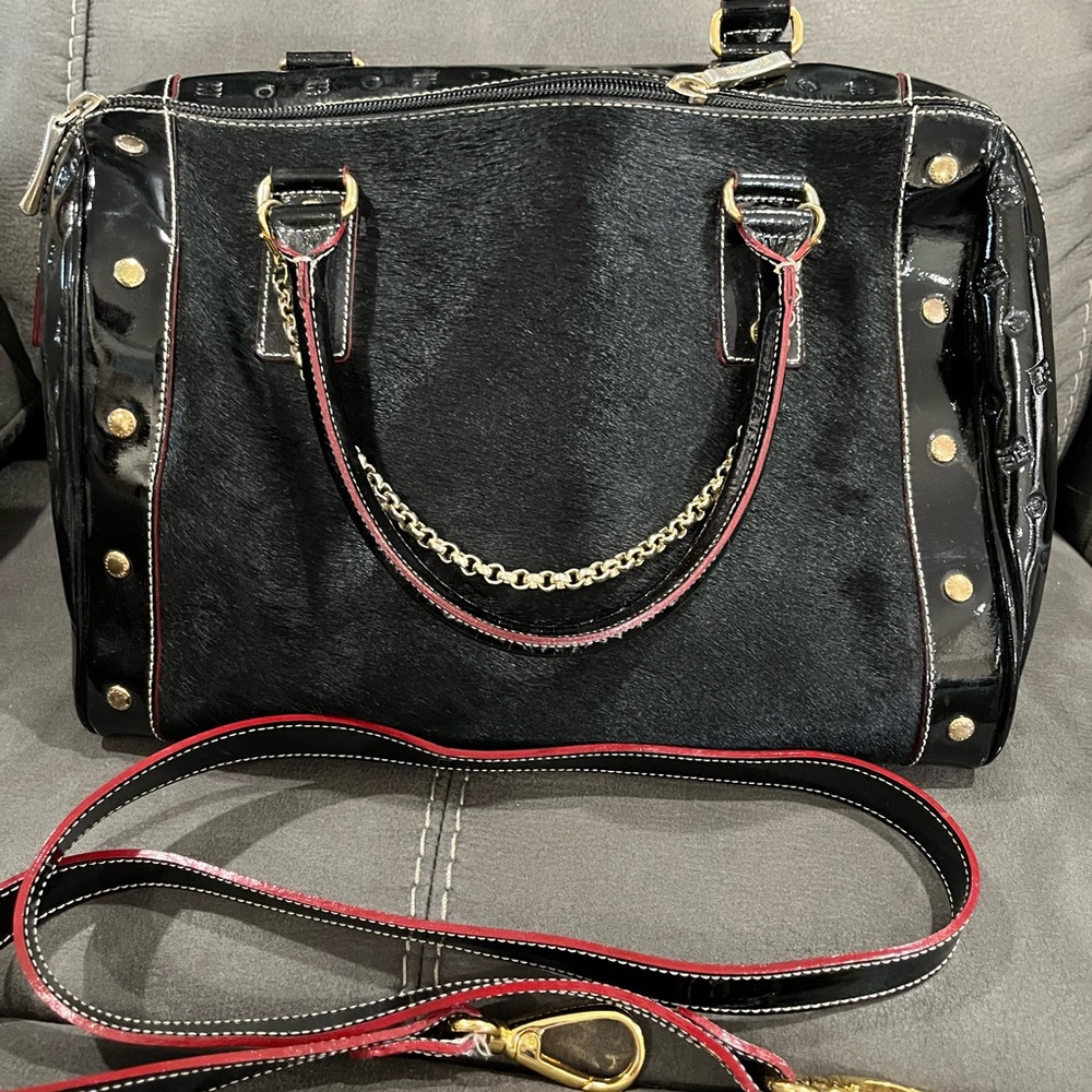 Arcadia Black Calf Hair Handbag